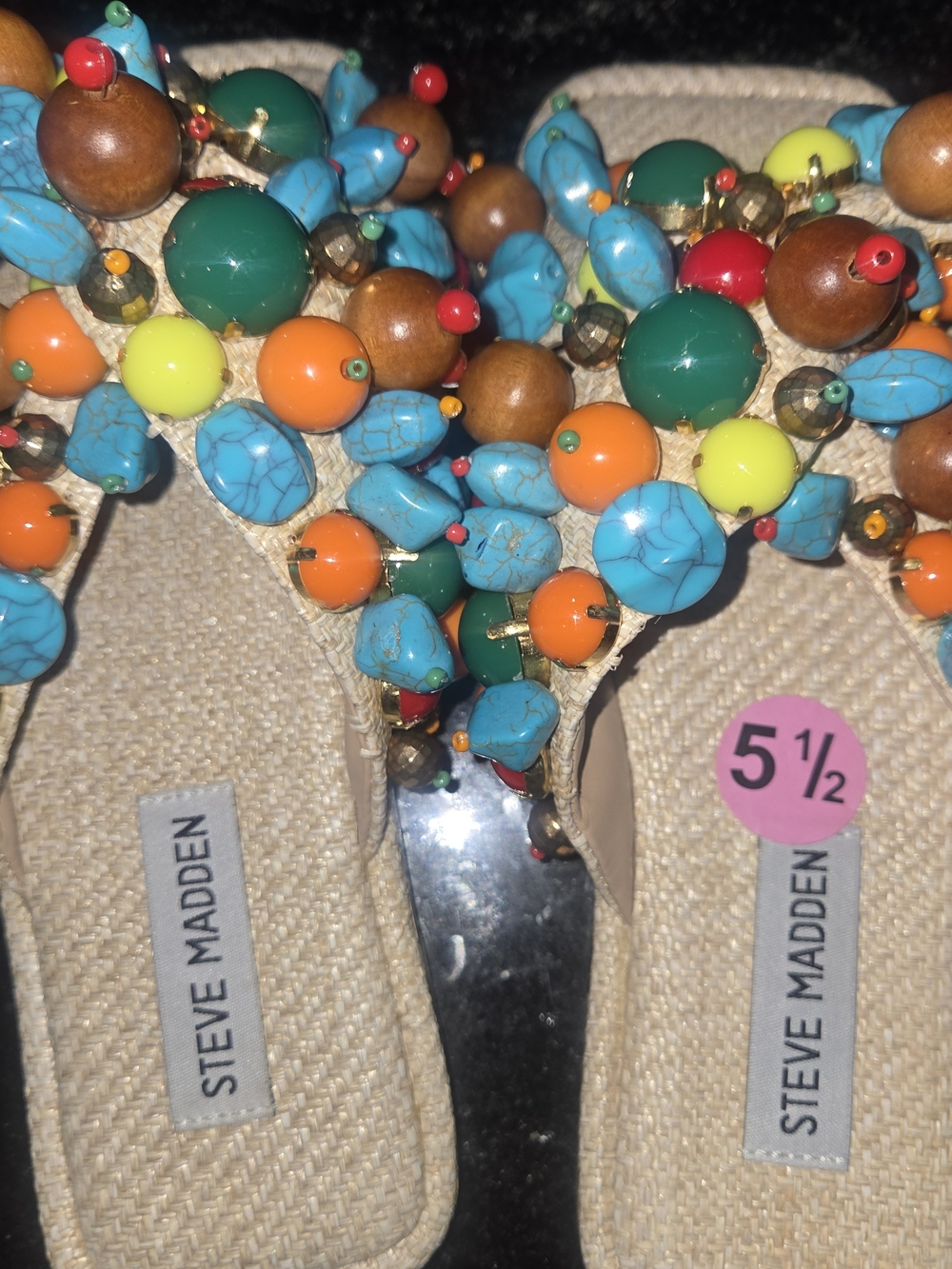 Steve Madden Beaded Turquoise Multi-Color Sandals